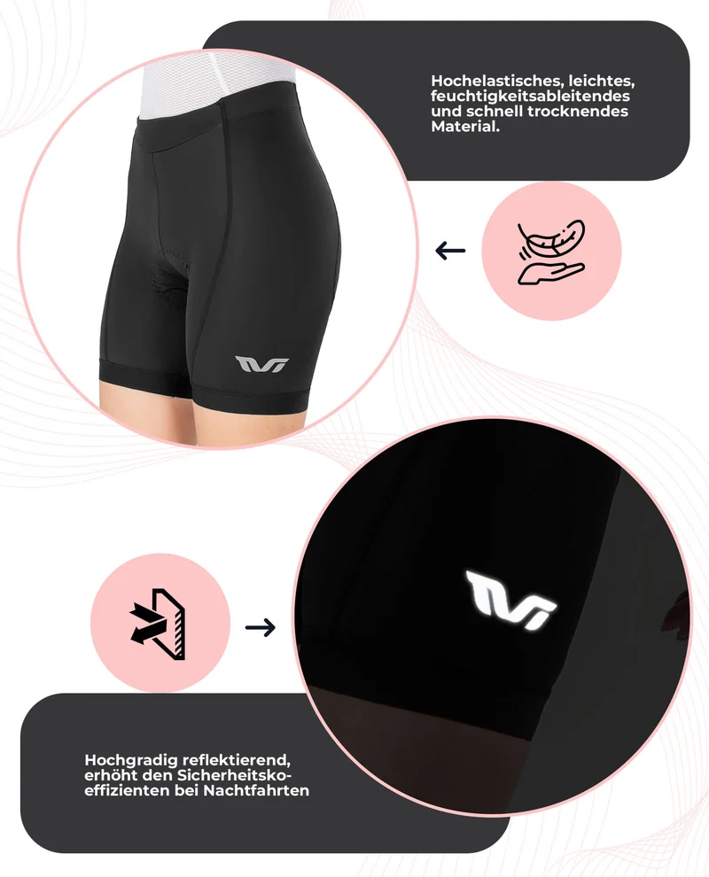 ROCKBROS TVI Damen Radlerhose Gepolstert Fahrradhose Schnell Trocknend