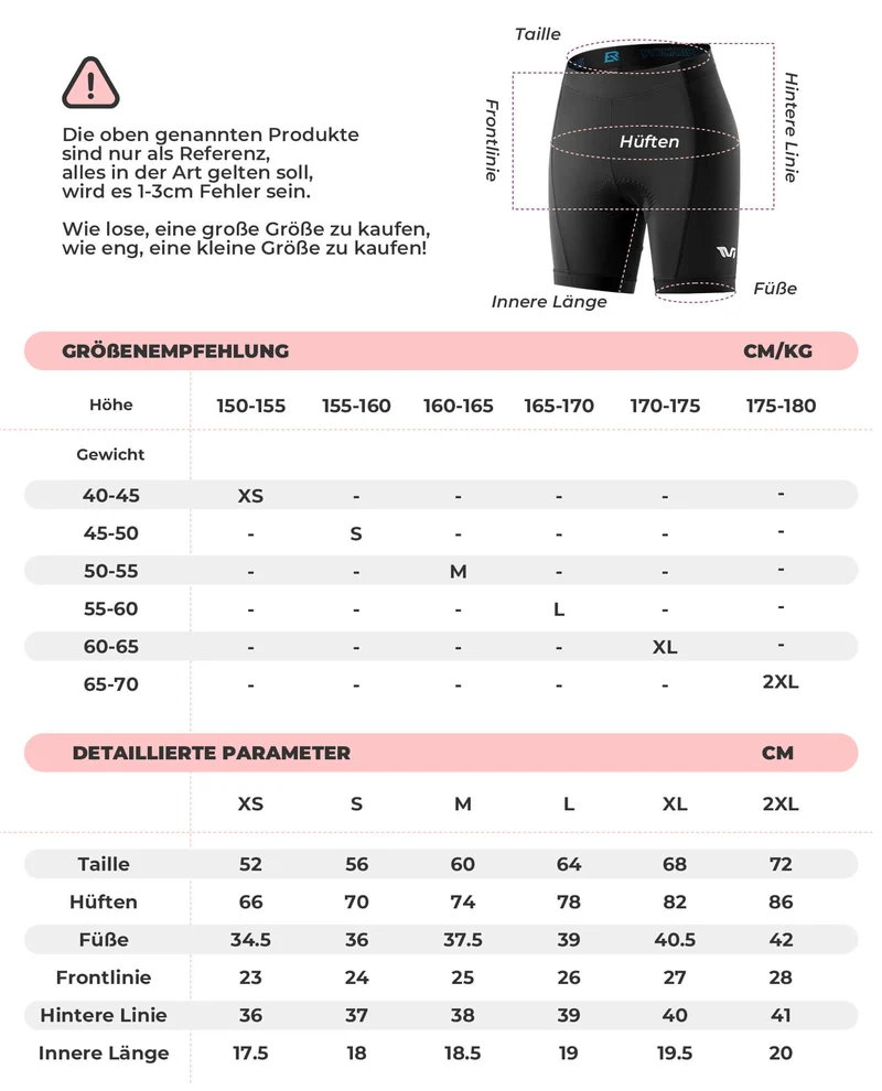 ROCKBROS TVI Damen Radlerhose Gepolstert Fahrradhose Schnell Trocknend
