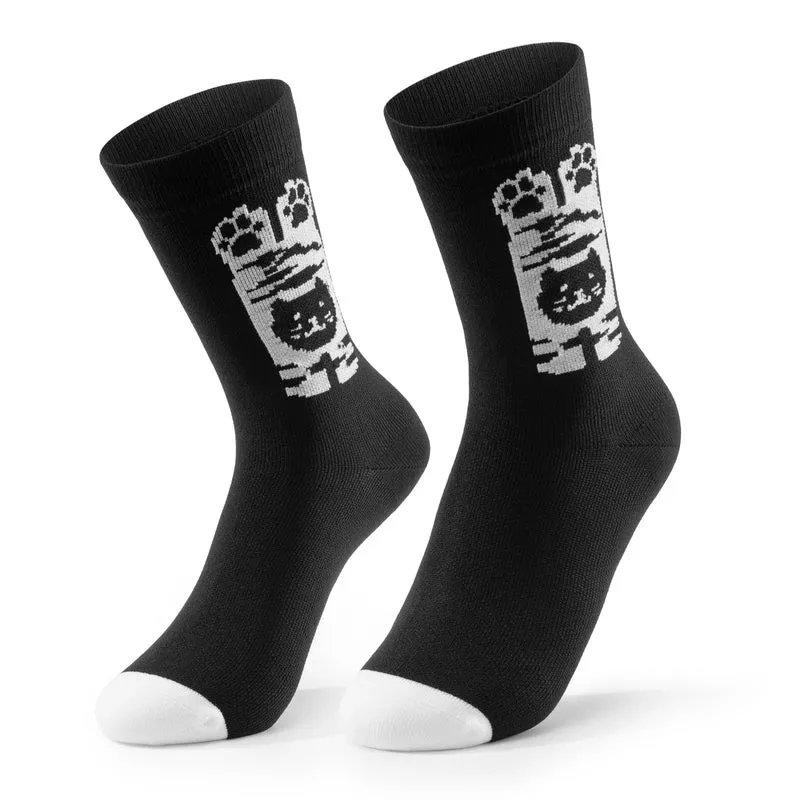 Kinder Fahrradsocken mit 5A Antibakteriell Kompressionszonen Katzenpfoten Design