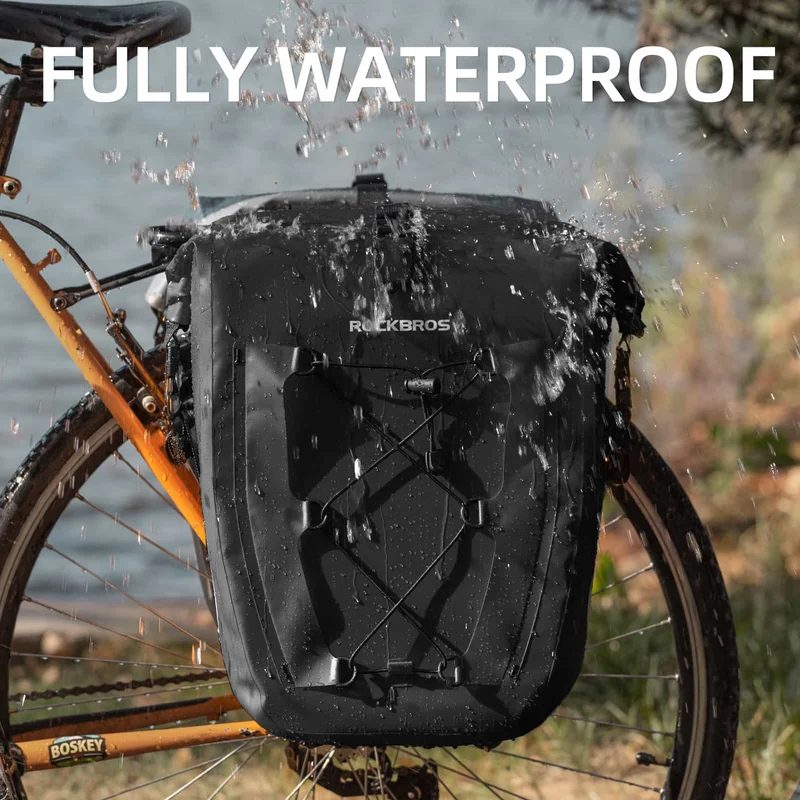 ROCKBROS Gepäckträgertasche 25L-32L 100 % wasserdicht mit Tragegriff