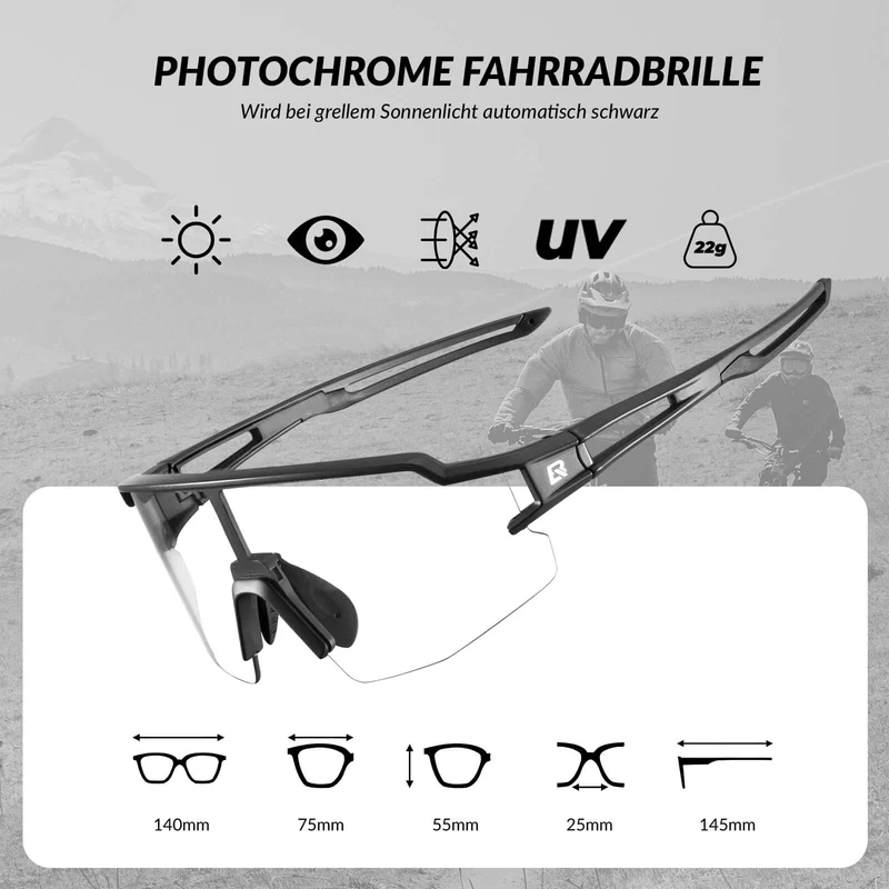 ROCKBROS Sonnenbrille fir Männer & Frauen UV-Schutz Fahrradbrille