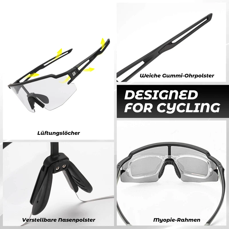 ROCKBROS Sonnenbrille fir Männer & Frauen UV-Schutz Fahrradbrille