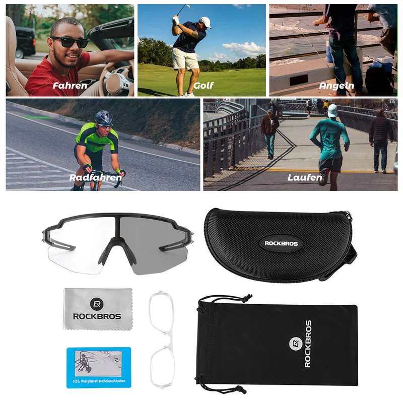 ROCKBROS Sonnenbrille fir Männer & Frauen UV-Schutz Fahrradbrille