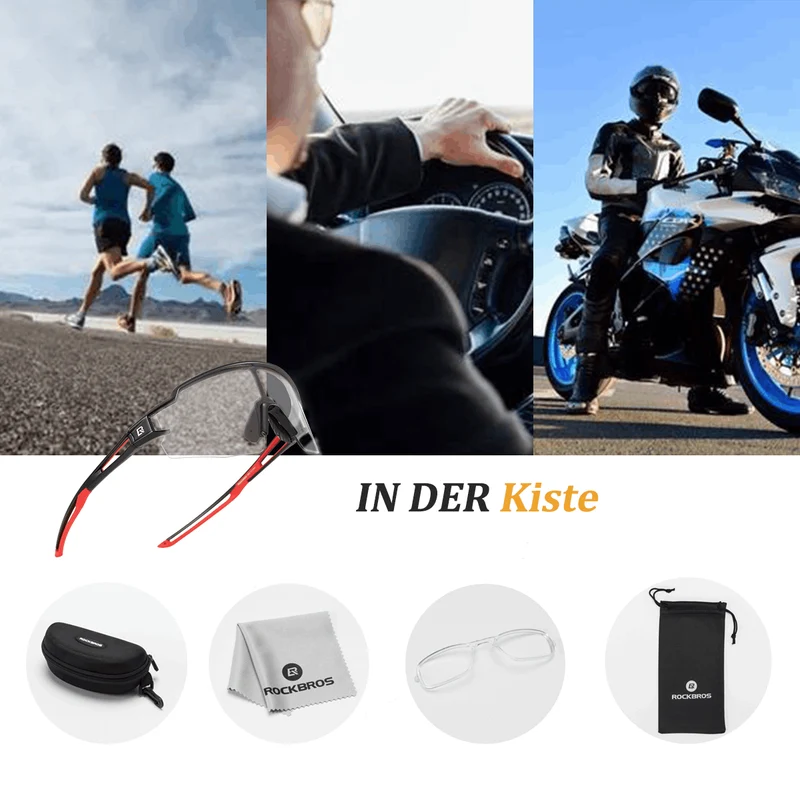 ROCKBROS Sonnenbrille fir Männer & Frauen UV-Schutz Fahrradbrille