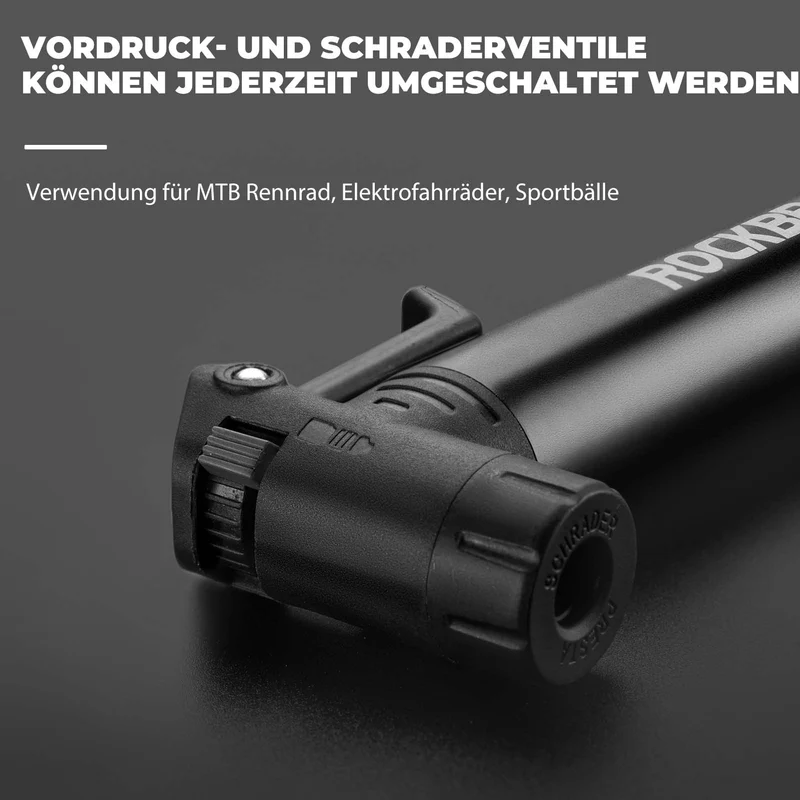 ROCKBROS 미니 Fahrrad Luftpumpe mit Ratschenschlüssel 80 PSI 알루미늄