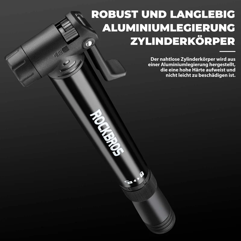ROCKBROS 미니 Fahrrad Luftpumpe mit Ratschenschlüssel 80 PSI 알루미늄