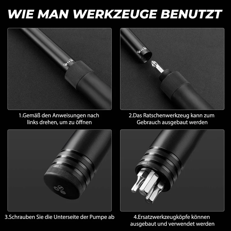 ROCKBROS 미니 Fahrrad Luftpumpe mit Ratschenschlüssel 80 PSI 알루미늄