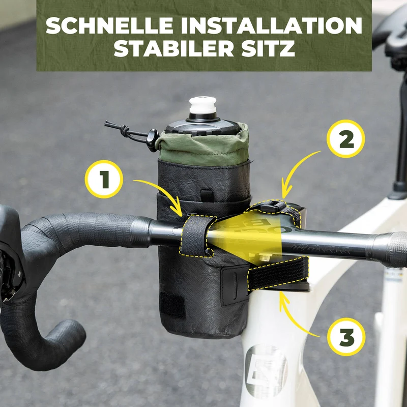 Bikepacking Feedbag Lenkertasche 0,7 L Schwarz-Grün