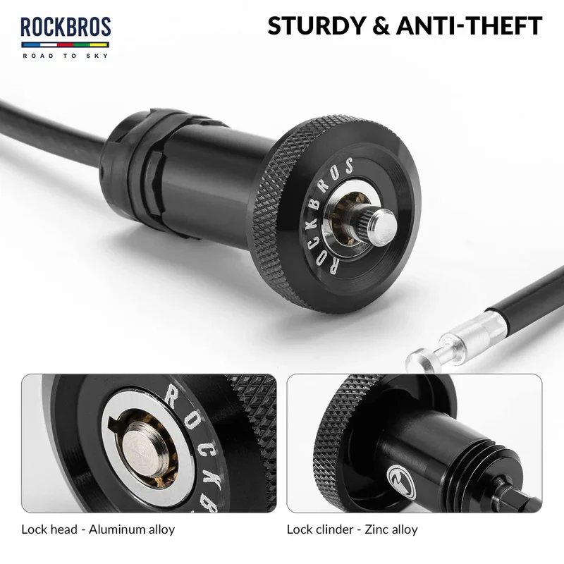 ROAD-TO-SKY Mini Hidden Bicycle Cable Lock–65cm