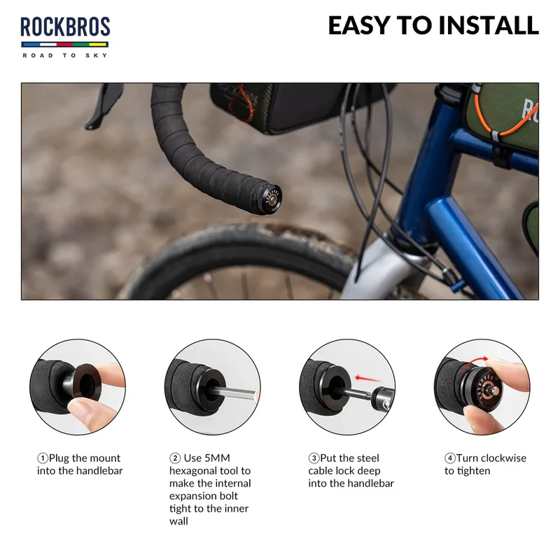 ROAD-TO-SKY Mini Hidden Bicycle Cable Lock–65cm