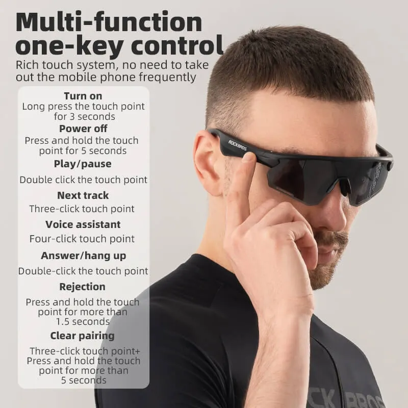 ROCKBROS Bluetooth Cycling Sunglasses Polarized Smart Glasses