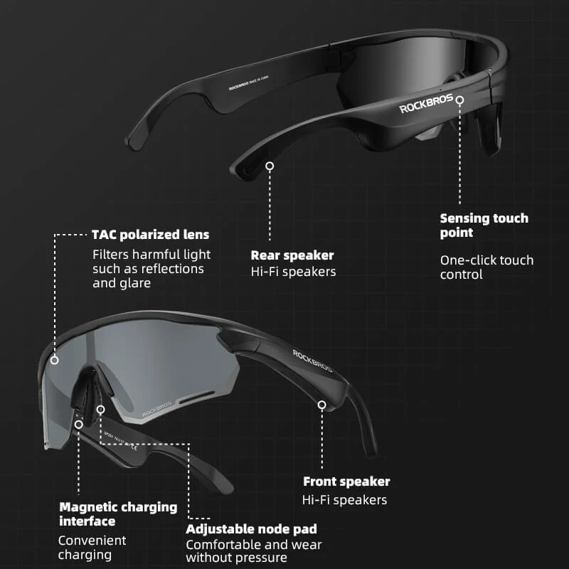 ROCKBROS Bluetooth Cycling Sunglasses Polarized Smart Glasses