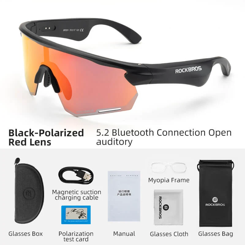 ROCKBROS Bluetooth Cycling Sunglasses Polarized Smart Glasses
