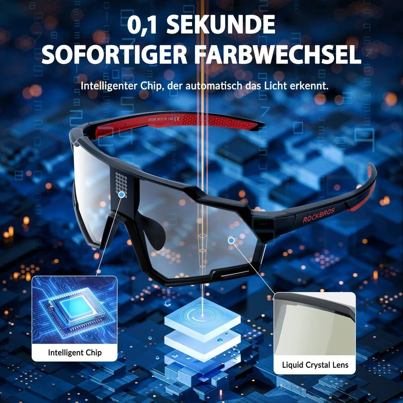 ROCKBROS elektronische Selbsttönend Brille Intelligente Fahrradbrille