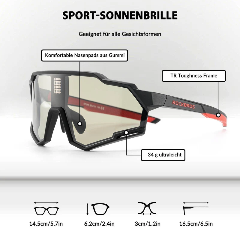 ROCKBROS elektronische Selbsttönend Brille Intelligente Fahrradbrille