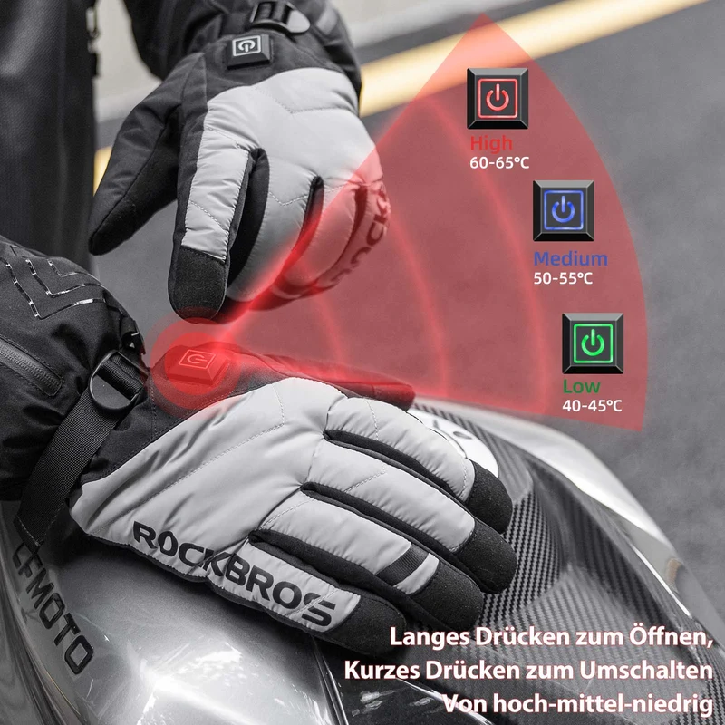 ROCKBROS 겨울 Handschuhe Beheizbare Fahrradhandschuhe mit 배터리 M-XL