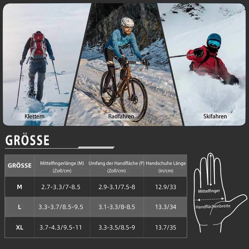 ROCKBROS 겨울 Handschuhe Beheizbare Fahrradhandschuhe mit 배터리 M-XL