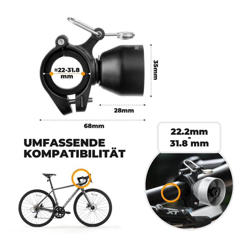 Fahrradklingel Mini 90dB - Kupferlegierung & Universalkompatibel
