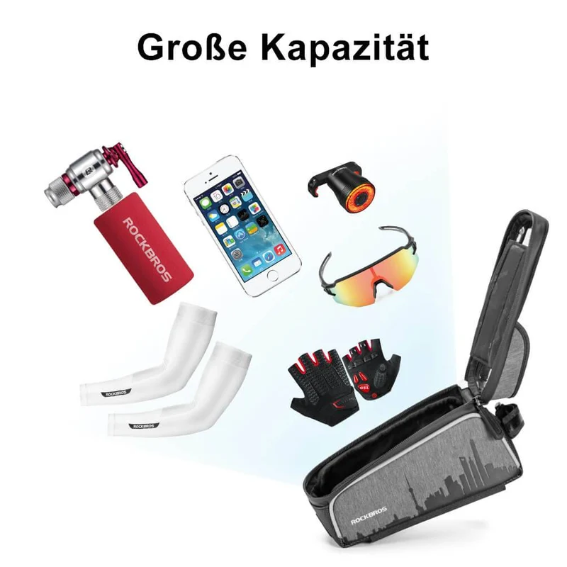 ROCKBROS wasserdicht Oberrohrtasche mit Touchscreen for Handy bis zu 6,5"