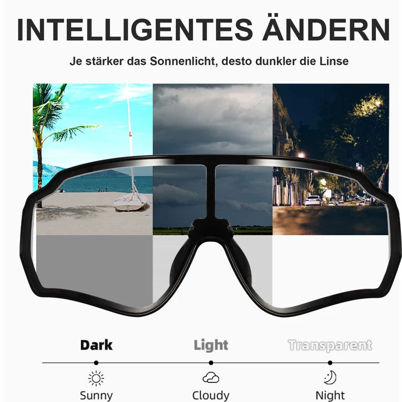 ROCKBROS Fahrradbrille Photochromic Sportbrille UV400 Schutz Damen/Herren