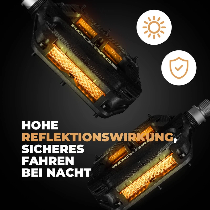 Flat Fahrradpedale Rutschfest mit Reflektorstreifen