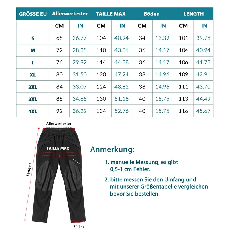 ROCKBROS Wanter Radlerhose Herren Lange Fahrradhose Warm Fleece