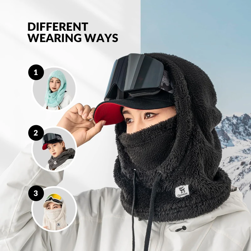 Qunature Sturmhaube Winter Warme Balaclava Thermo Winddichte Sturmmaske Skimaske