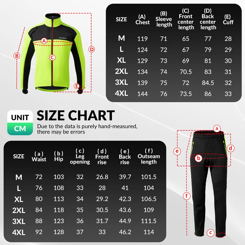 ROCKBROS Winter-Radanzug Jacke & Hose Leuchtendes Grün