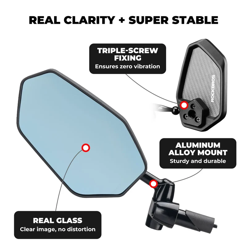 Anti-Glare Bar End Bike Mirror - Left