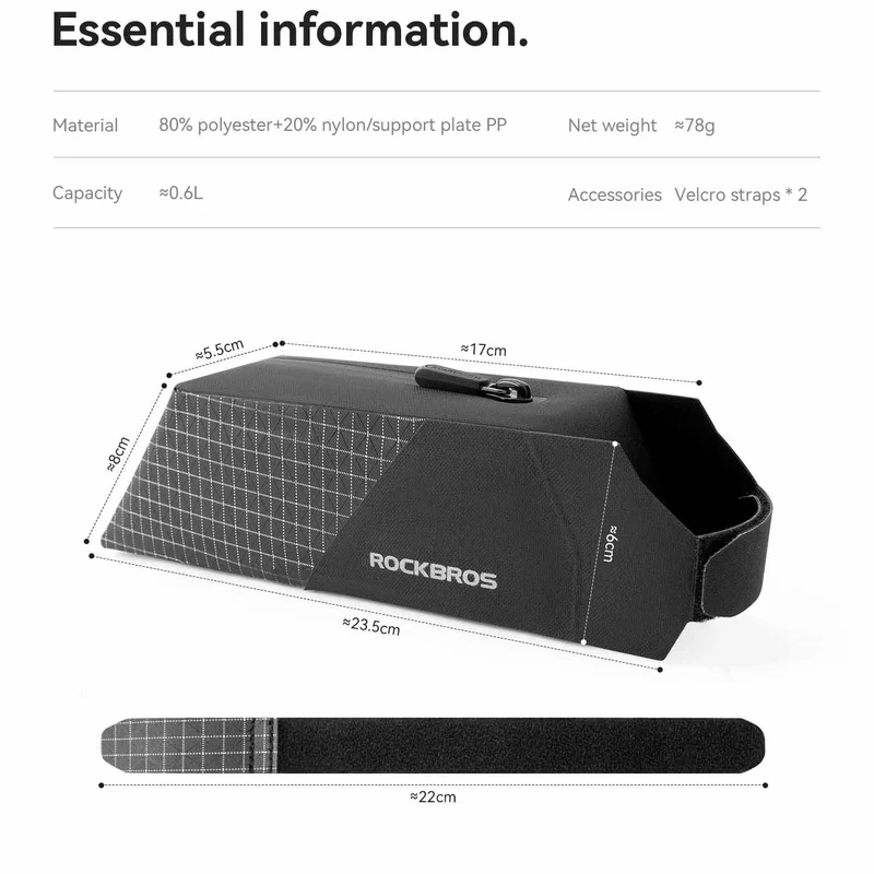 Fully Waterproof Aerodynamic Bike Top Tube Bag - 0.6L