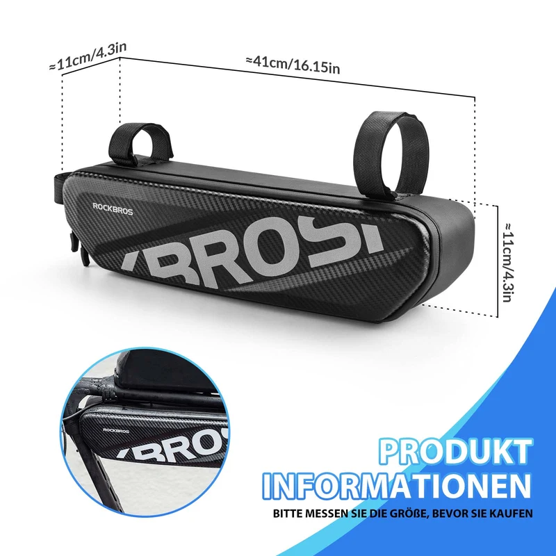 ROCKBROS Fahrrad Rahmentasche Wasserdicht Oberrohr Tasche 4.5L 슈바르츠