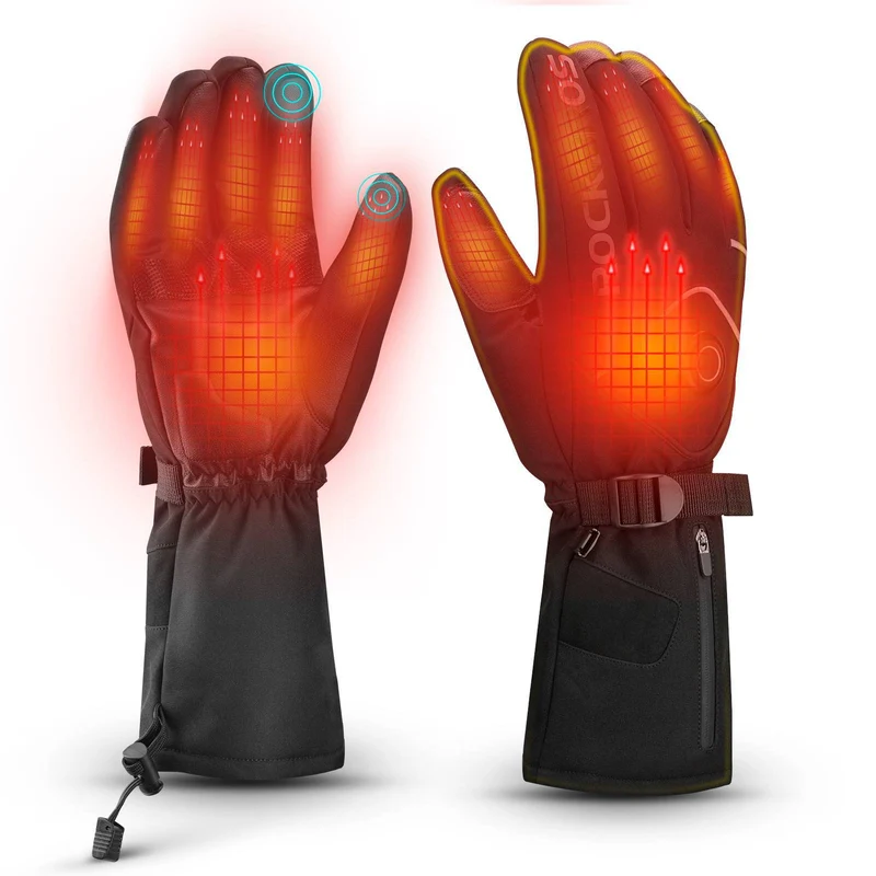 ROCKBROS Wanter Skihandschuhe Wiederaufladbare Beheizte Handschuhe Schwarz