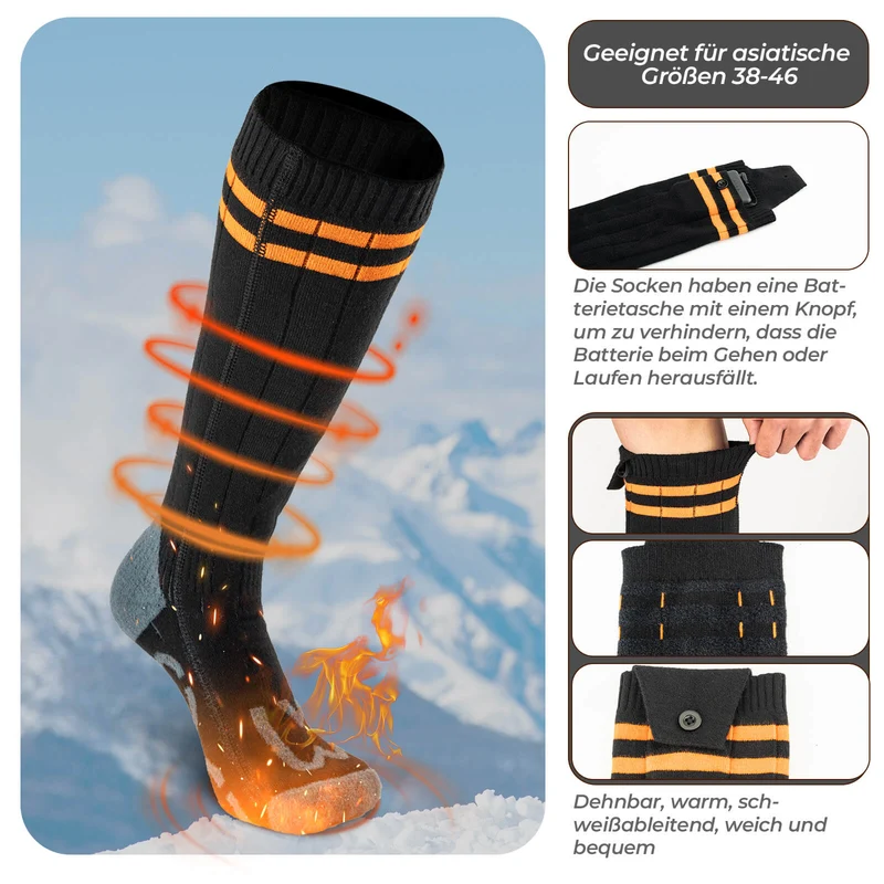 ROCKBROS Sportsocken Fahrradsocken 겨울 Heizsocken Wiederaufladbar 5000mAh