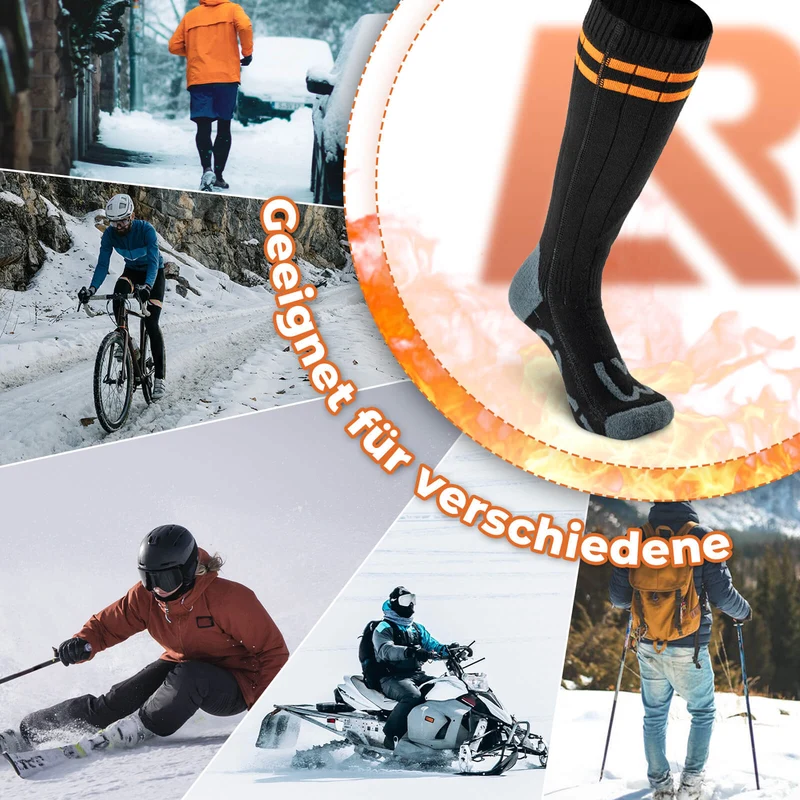 ROCKBROS Sportsocken Fahrradsocken 겨울 Heizsocken Wiederaufladbar 5000mAh