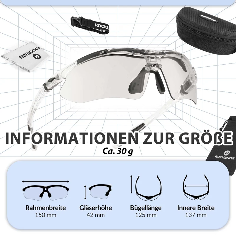 ROCKBROS Fahrradbrille Selbsttönend Brille Sonnenbrille UV 400 Schutz
