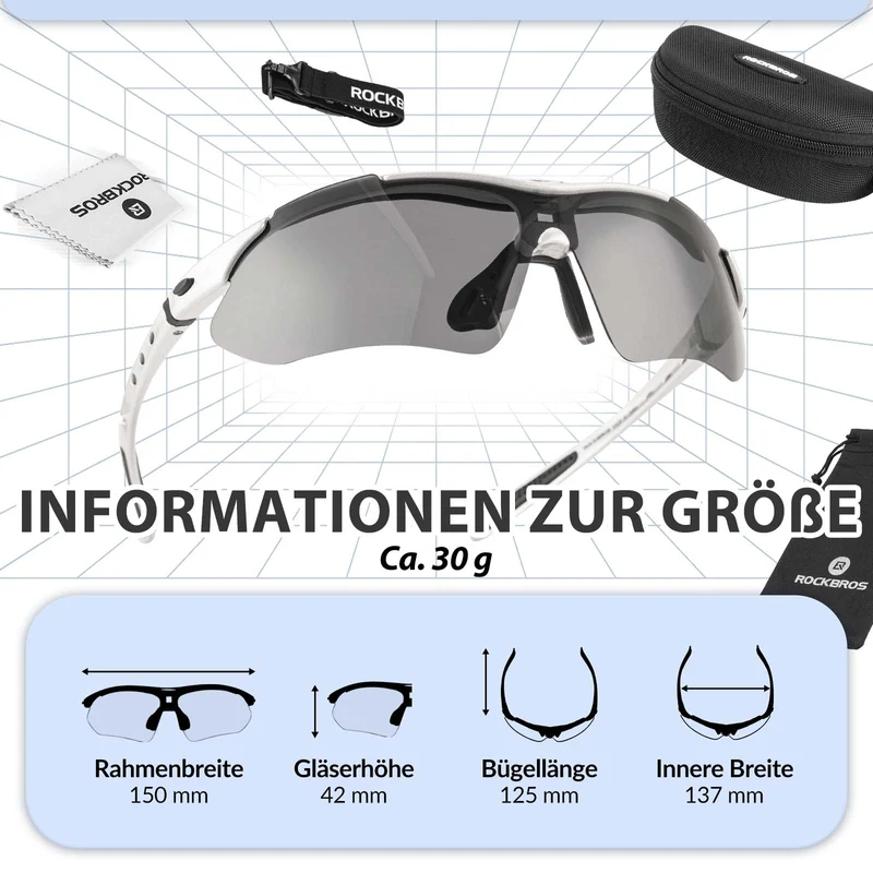 ROCKBROS Fahrradbrille Selbsttönend Brille Sonnenbrille UV 400 Schutz
