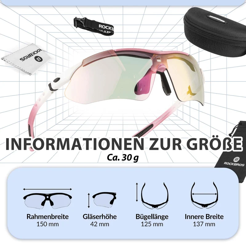 ROCKBROS Fahrradbrille Selbsttönend Brille Sonnenbrille UV 400 Schutz
