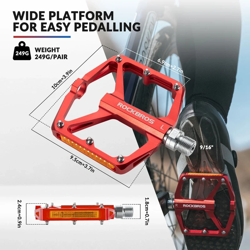 Aluminum Alloy Reflective Bike Pedals