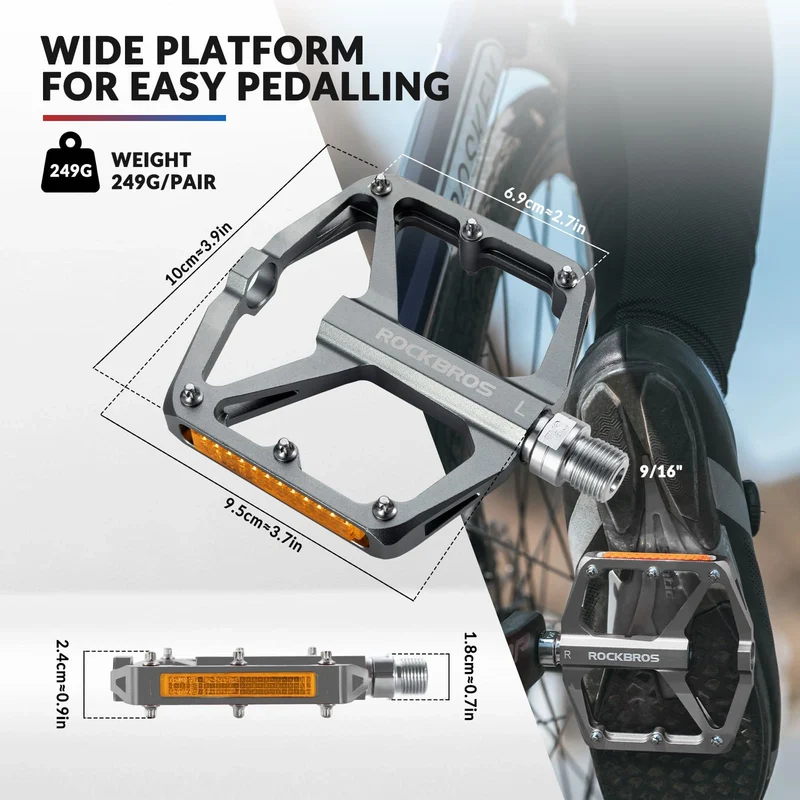 Aluminum Alloy Reflective Bike Pedals