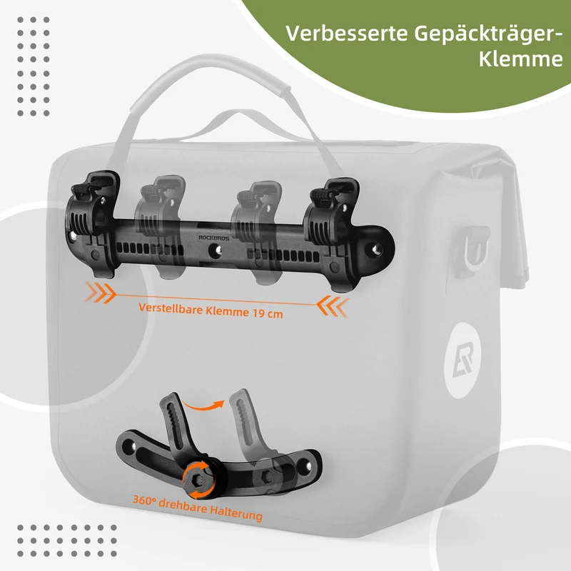 ROCKBROS Wasserdicht Fahrrad Gepäckträgertasche mit Schultergurt hinden 15L