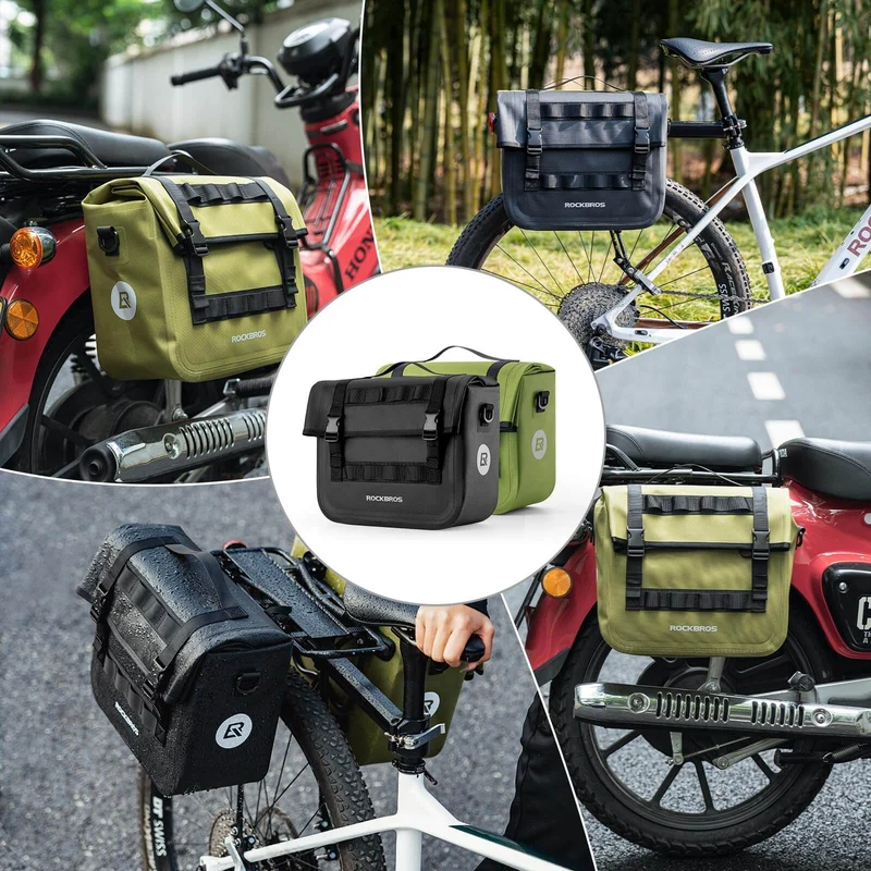 ROCKBROS Wasserdicht Fahrrad Gepäckträgertasche mit Schultergurt hinden 15L