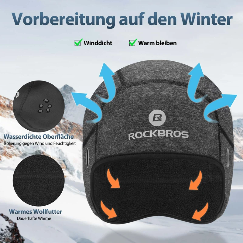 ROCKBROS 겨울 Fahrrad Mütze Winddicht Helmmütze mit Brillenlöcher