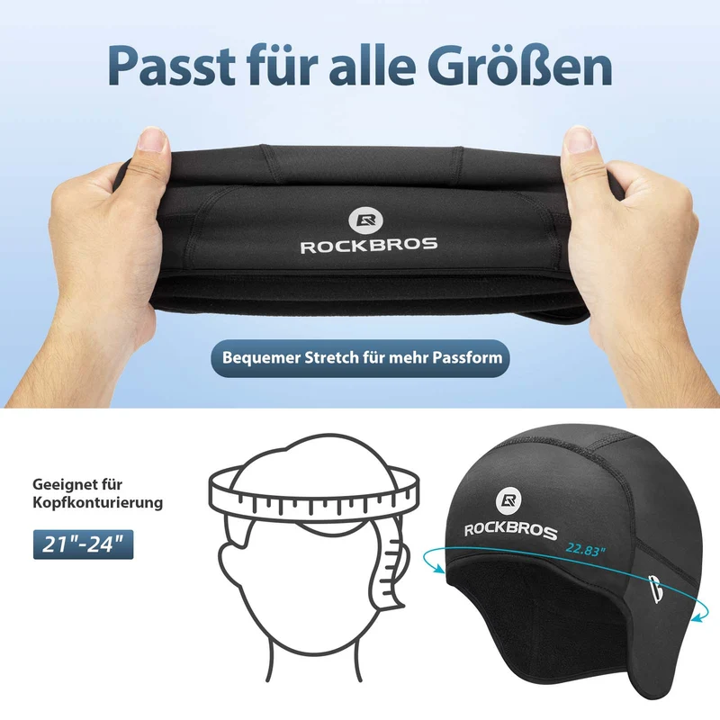 ROCKBROS 겨울 Fahrrad Mütze Winddicht Helmmütze mit Brillenlöcher