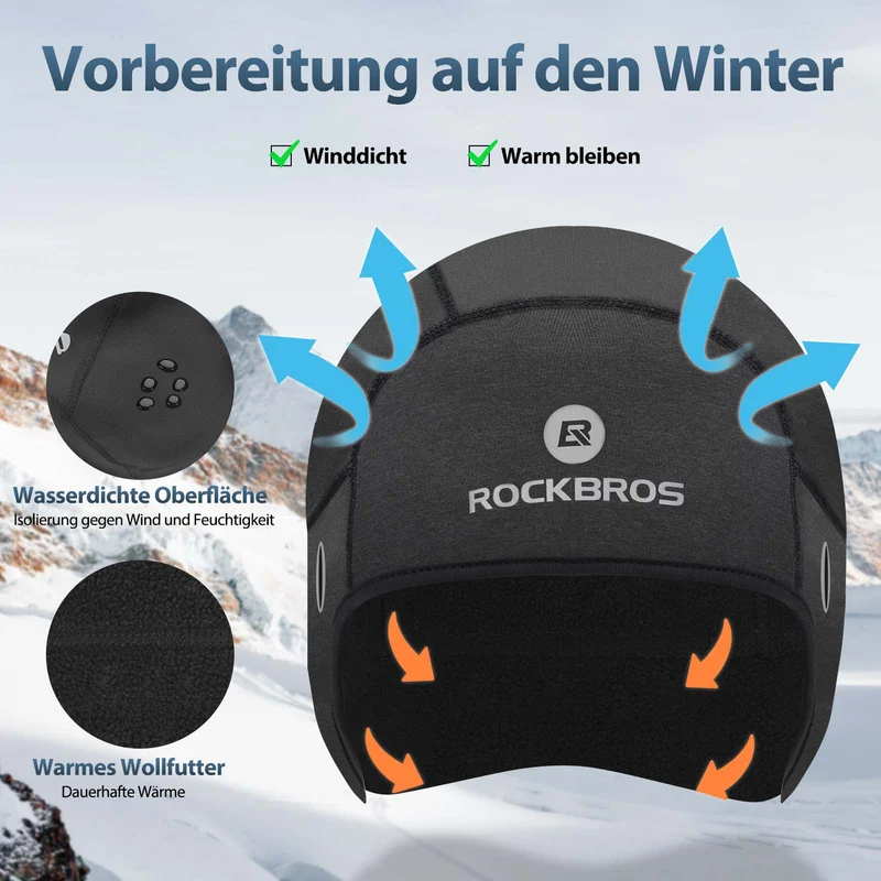 ROCKBROS 겨울 Fahrrad Mütze Winddicht Helmmütze mit Brillenlöcher
