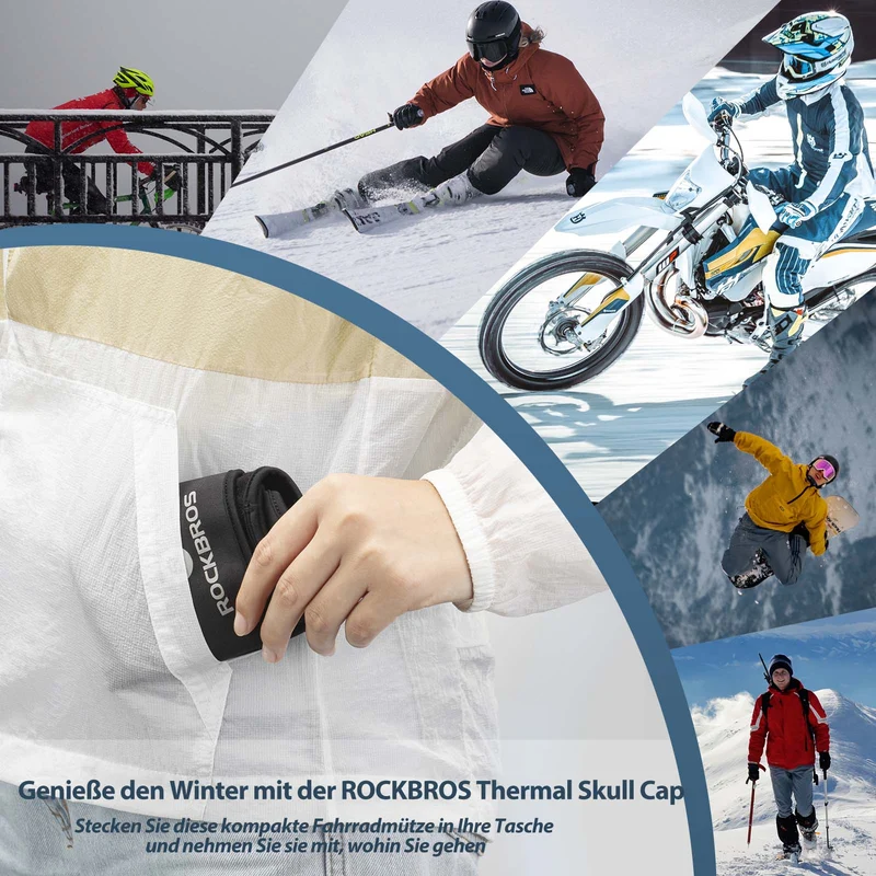 ROCKBROS 겨울 Fahrrad Mütze Winddicht Helmmütze mit Brillenlöcher