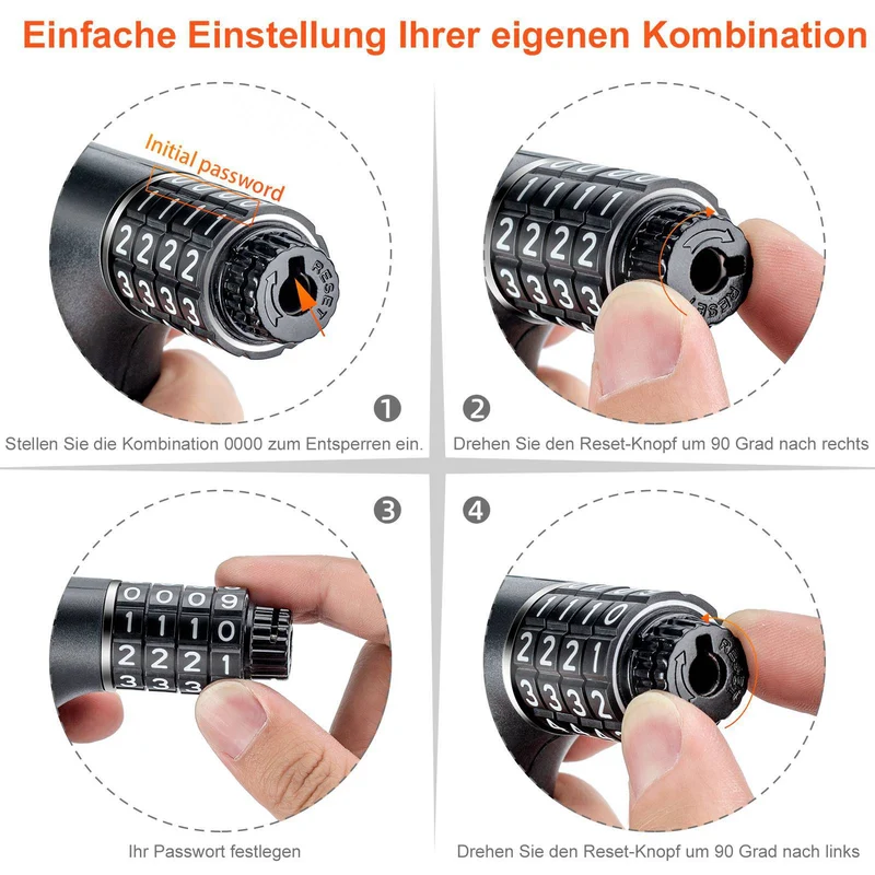 ROCKBROS Zahlenschloss mit 4-Stellegem Zahlencode 96 cm Länge