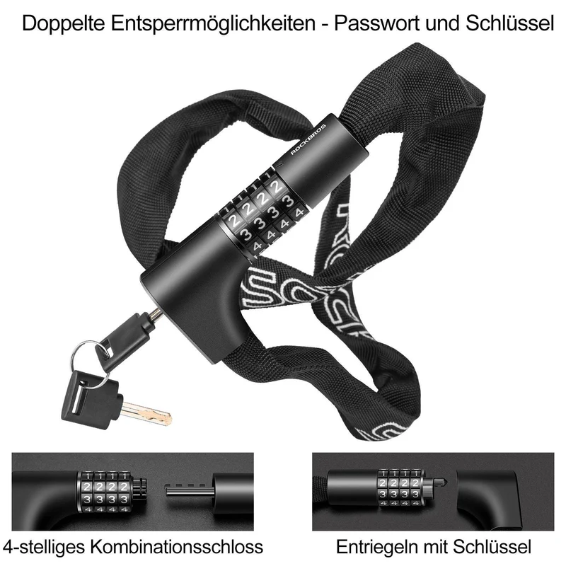 ROCKBROS Zahlenschloss mit 4-Stellegem Zahlencode 96 cm Länge