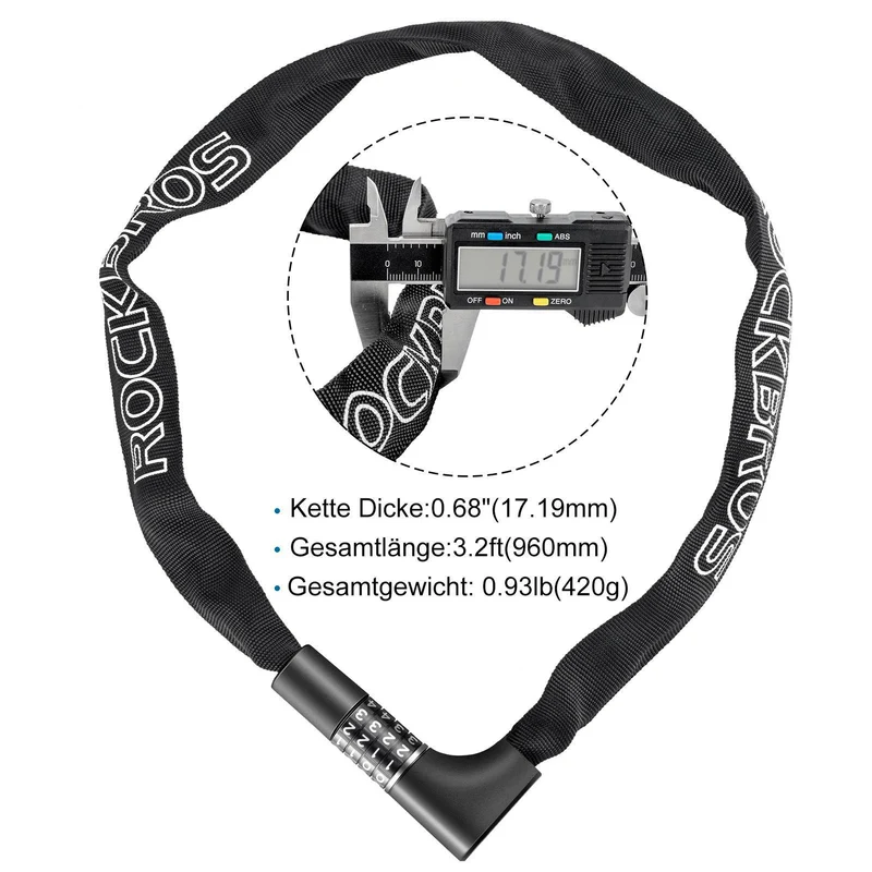 ROCKBROS Zahlenschloss mit 4-Stellegem Zahlencode 96 cm Länge