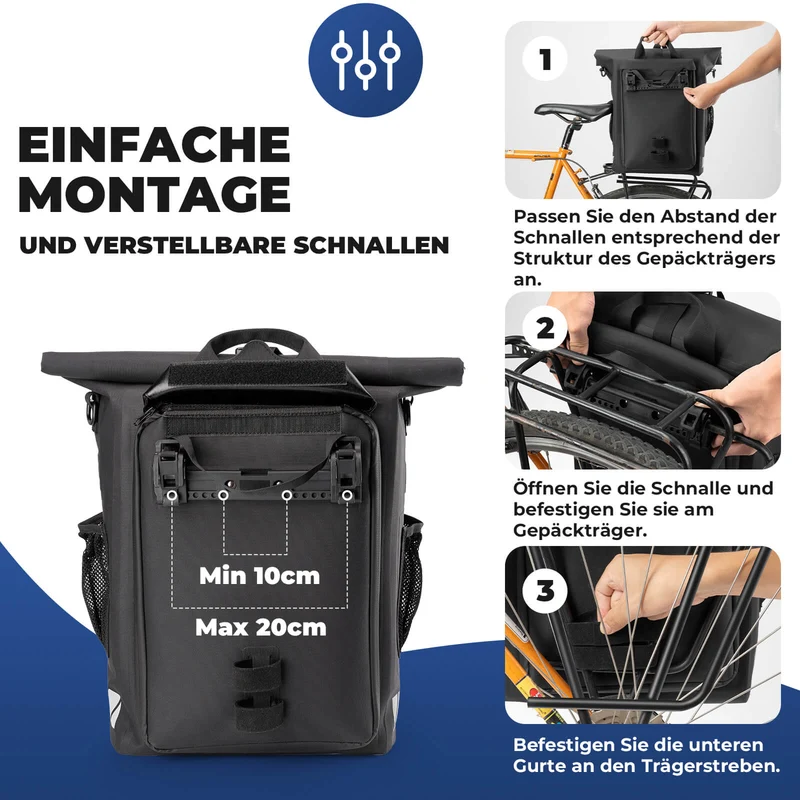 3 in 1 Wasserdicht Gepäckträgertasche 배낭 Umhängetasche 18L