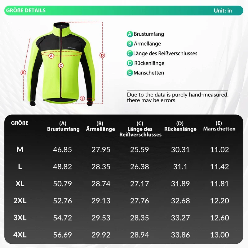ROCKBROS Fahrradjacke Winter Herren Radjacke Leuchtendes Grün